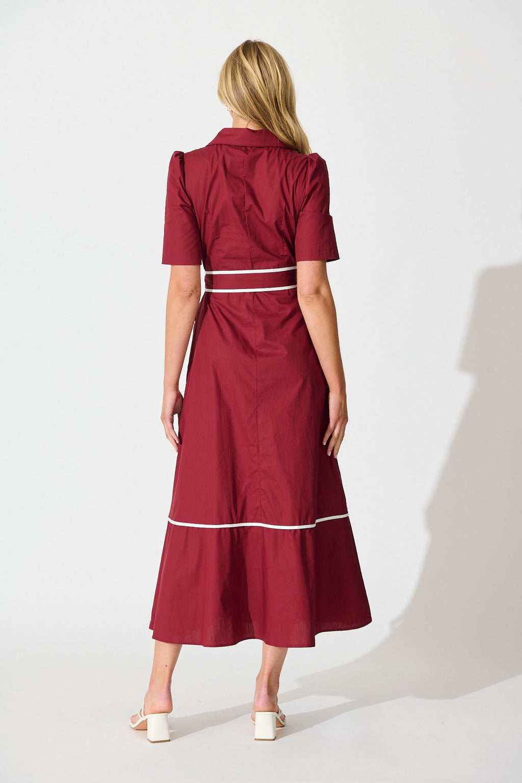 Wine Rhea Maxi Shirt Dress