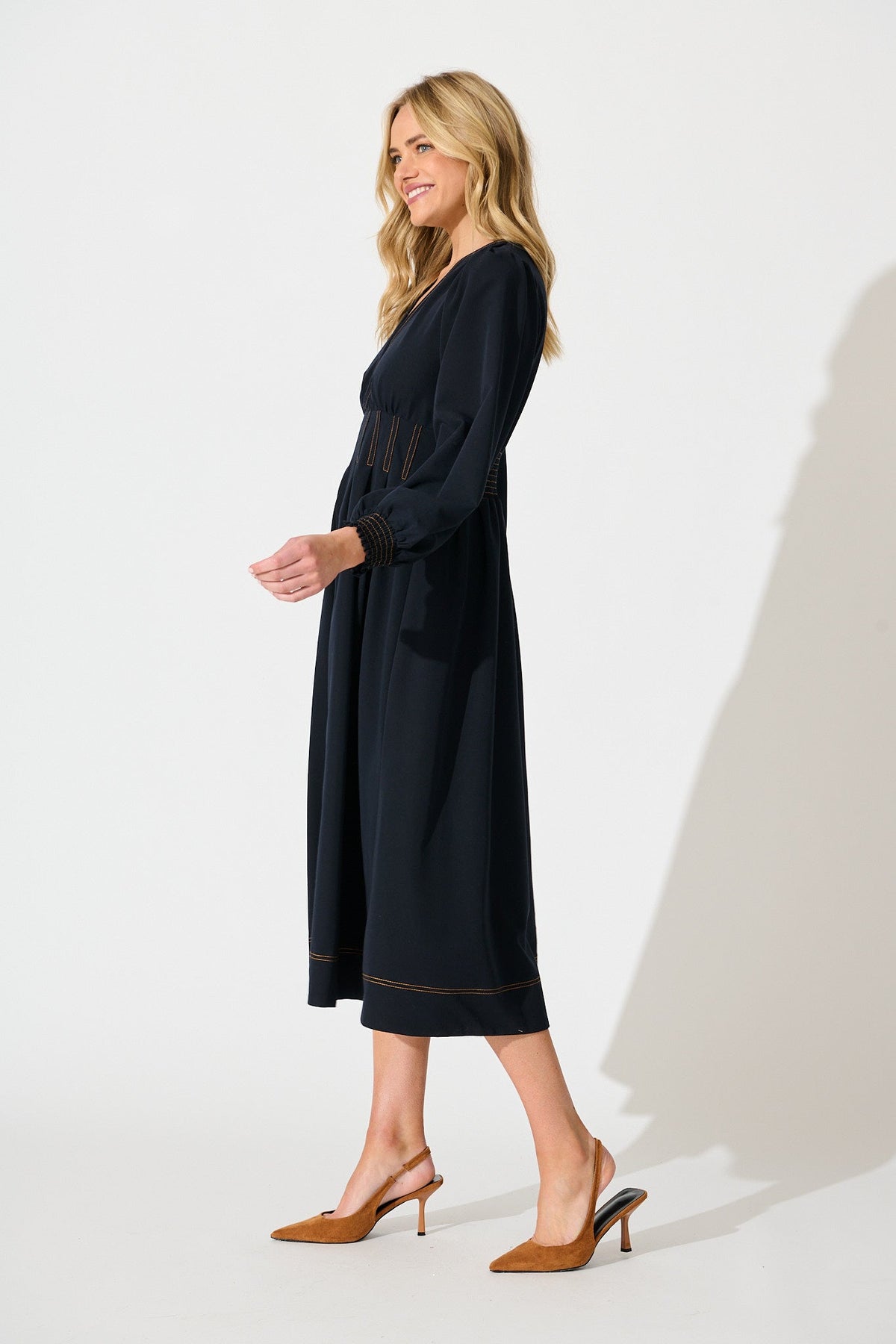 Navy Ariella Midi Dress