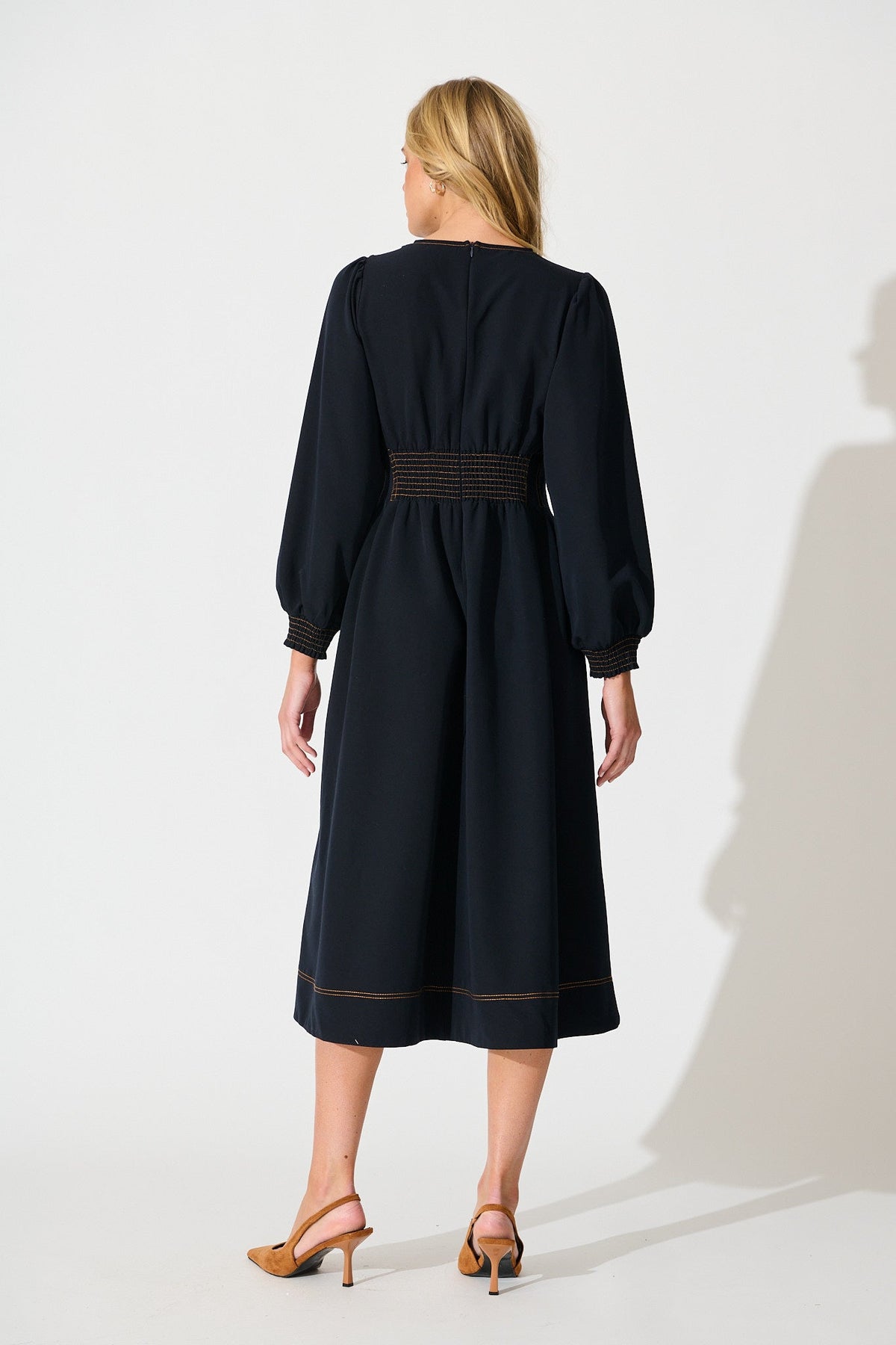 Navy Ariella Midi Dress