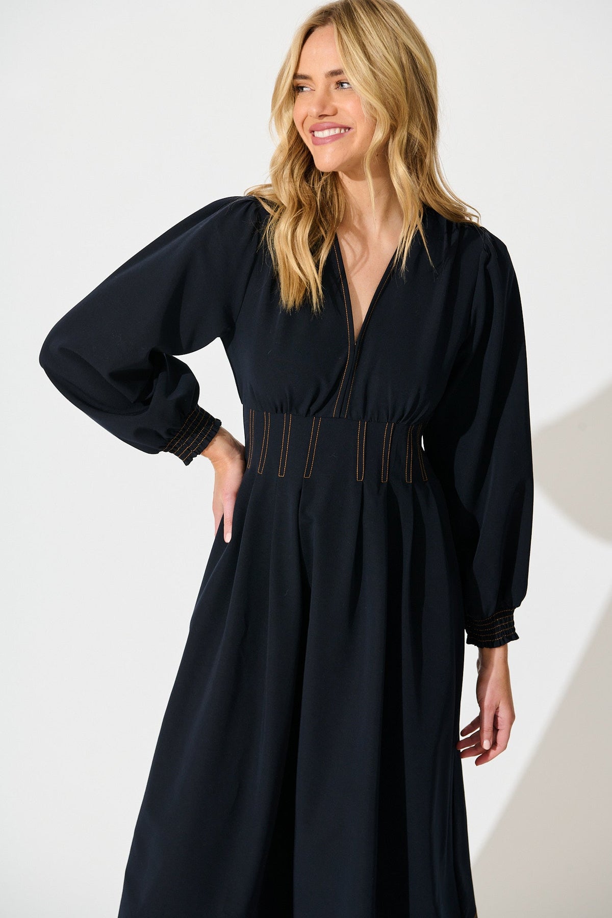 Navy Ariella Midi Dress