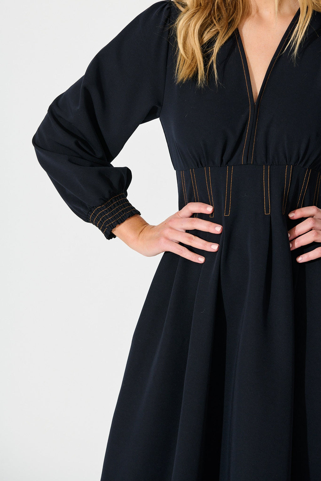Navy Ariella Midi Dress