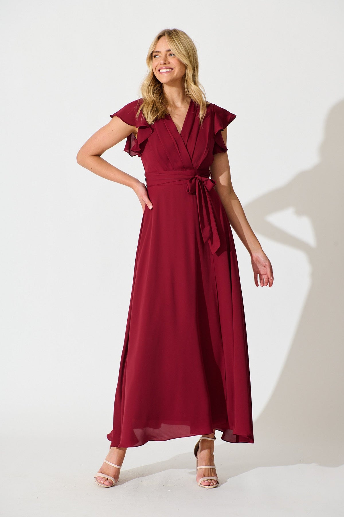 wine chiffon maxi dress Baltic Born Womens Valetta Maxi Dress | Wine