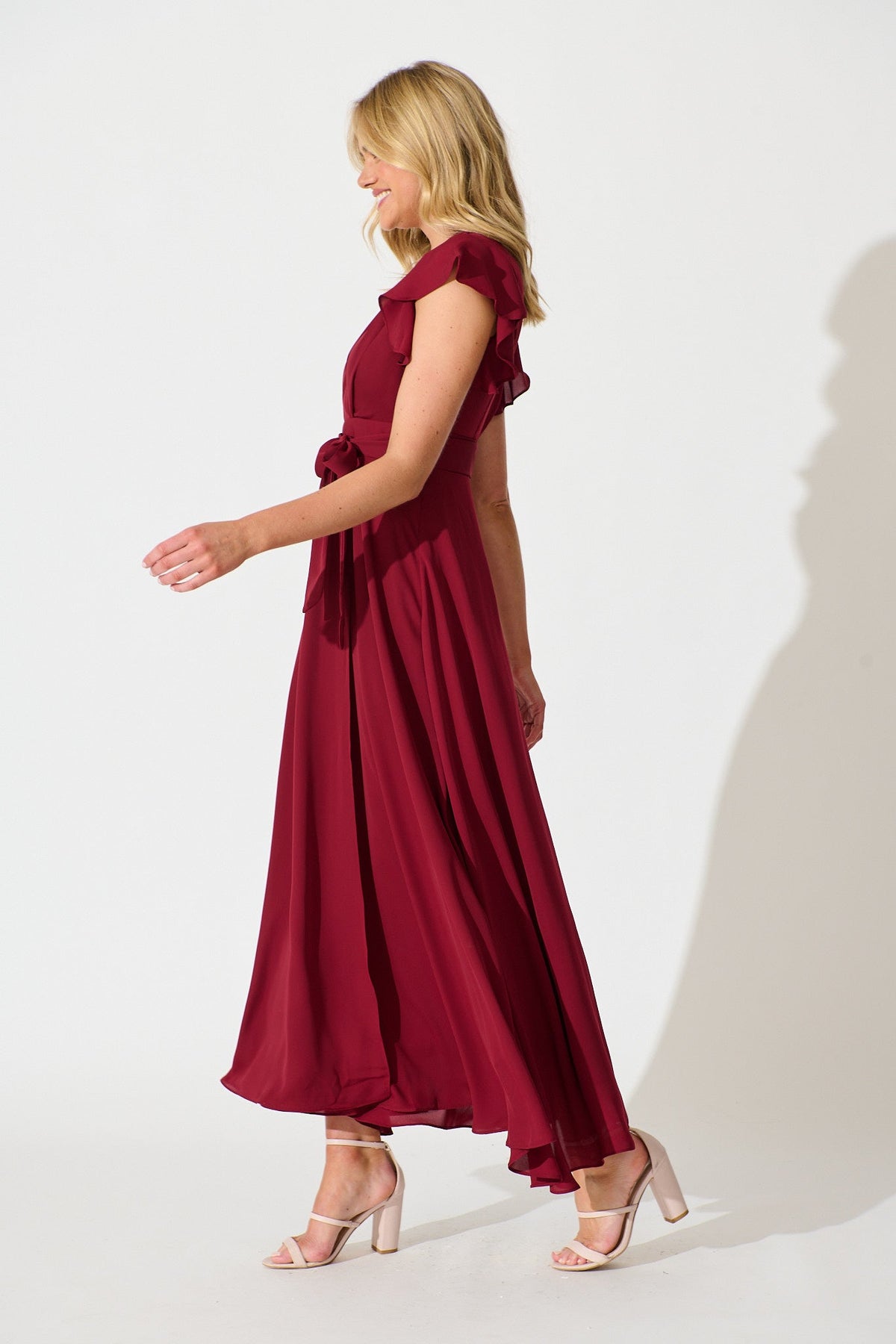 Wine Chiffon Wynter Maxi Dress