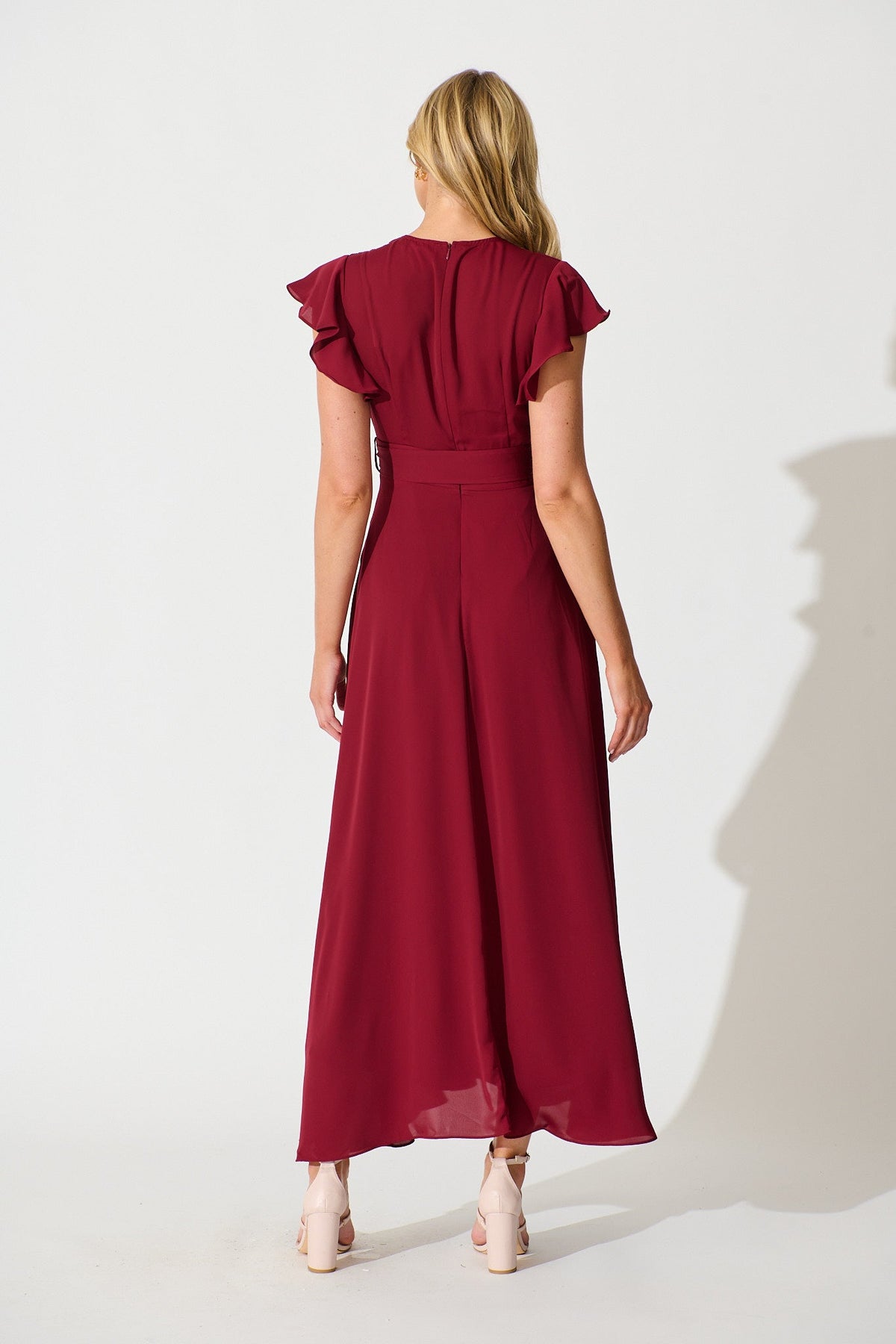 Wine Chiffon Wynter Maxi Dress