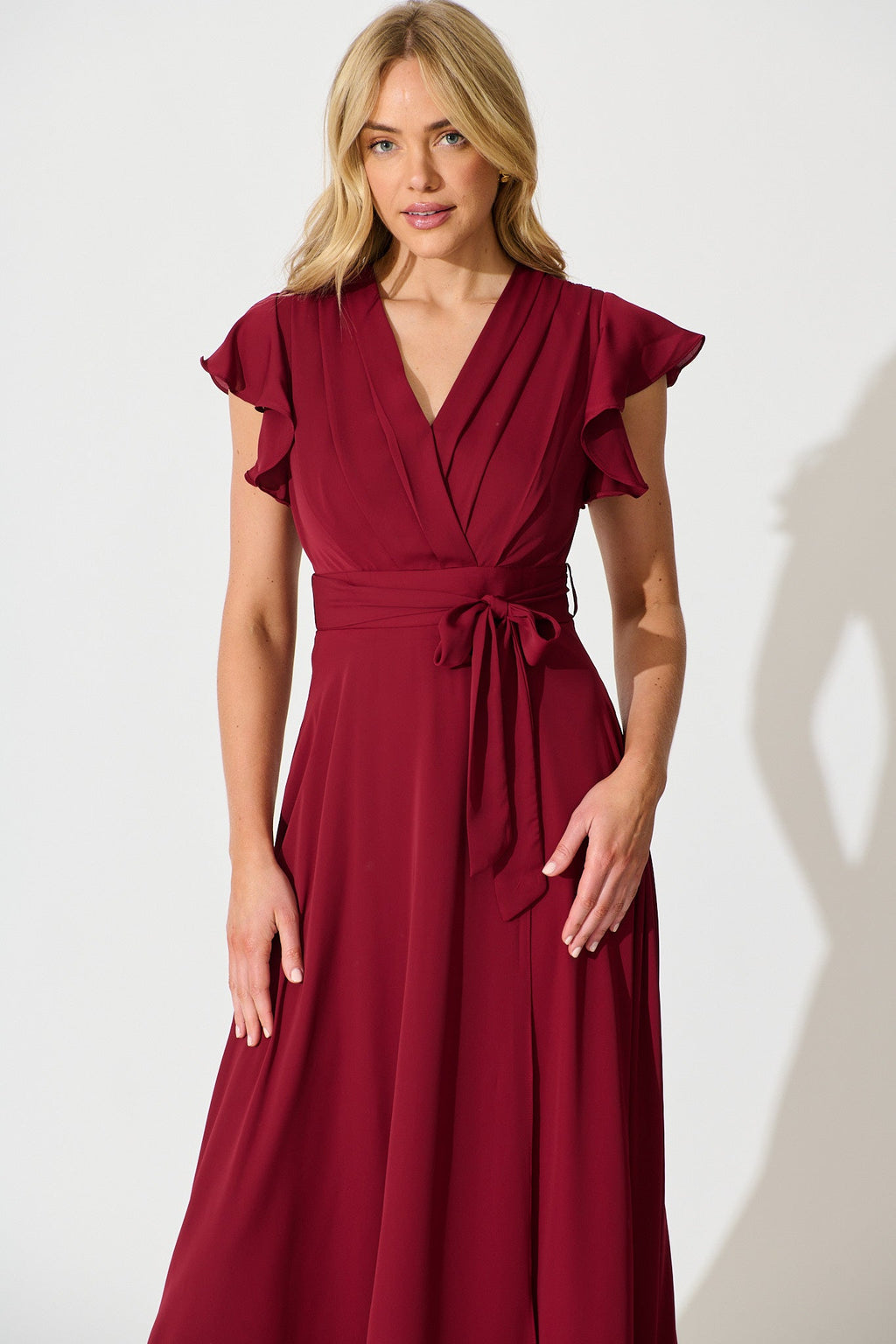 Wine Chiffon Wynter Maxi Dress