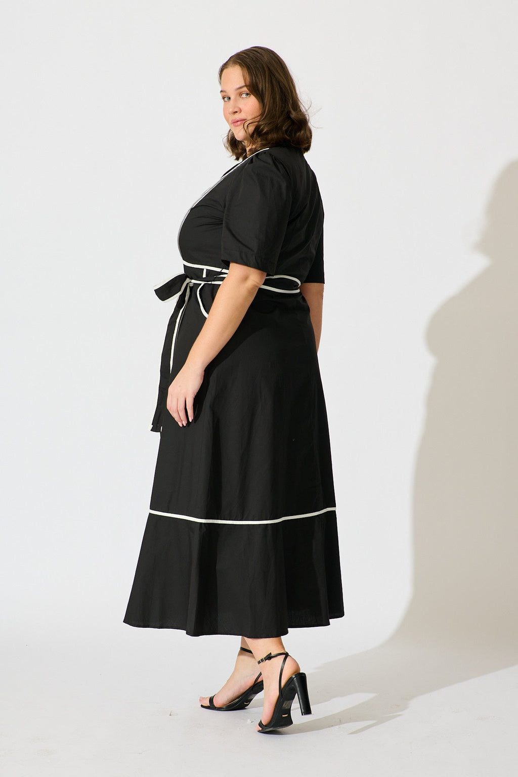 Black Rhea Cotton Maxi Shirt Dress