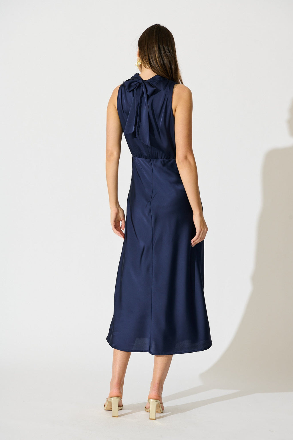 Navy Satin Love Midi Dress