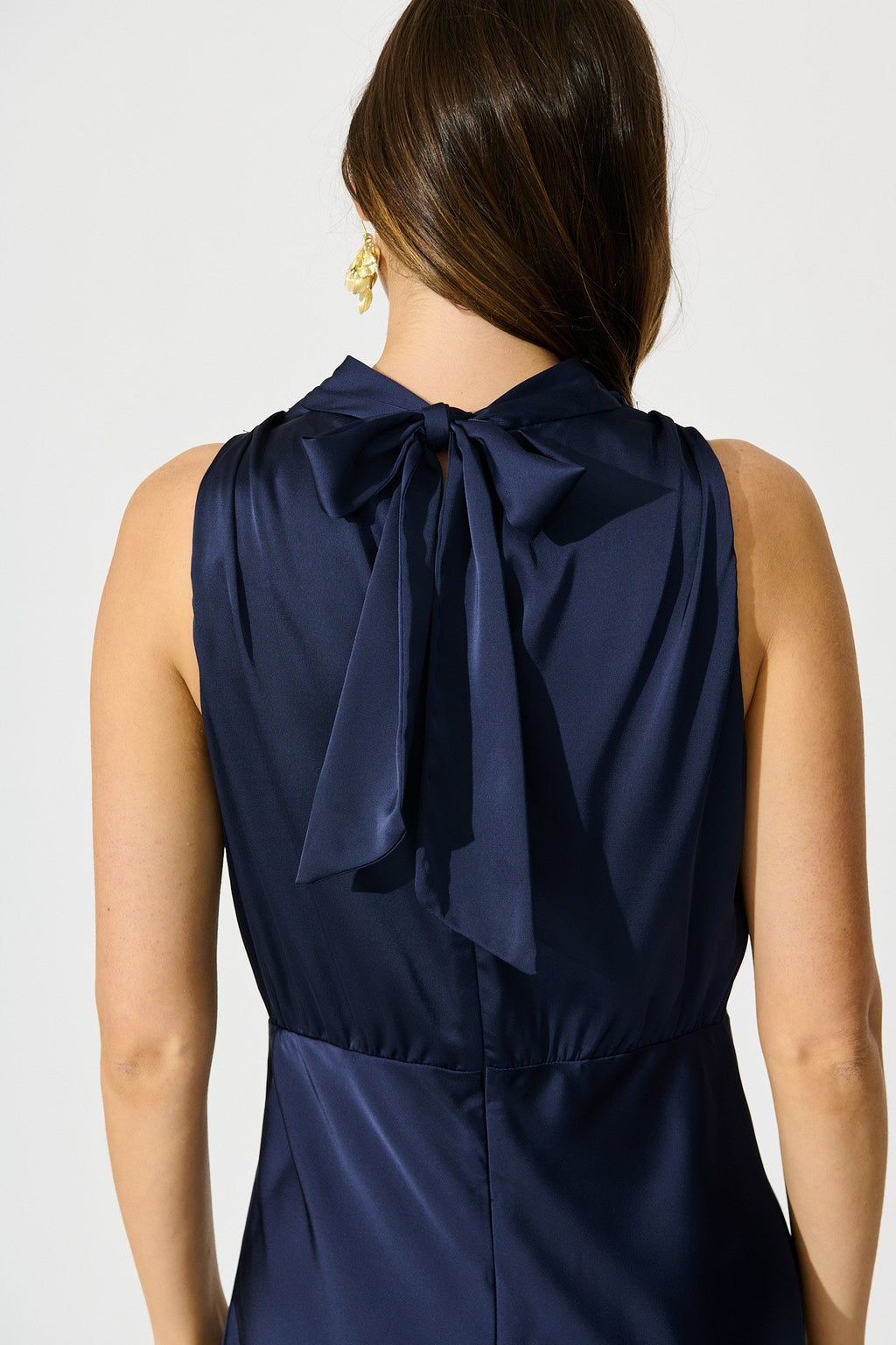 Navy Satin Love Midi Dress