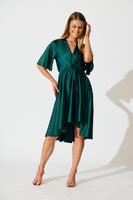 Pre-Order: Emerald Green Satin Helsinki Dress