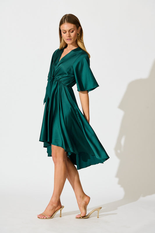Emerald Green Satin Helsinki Dress