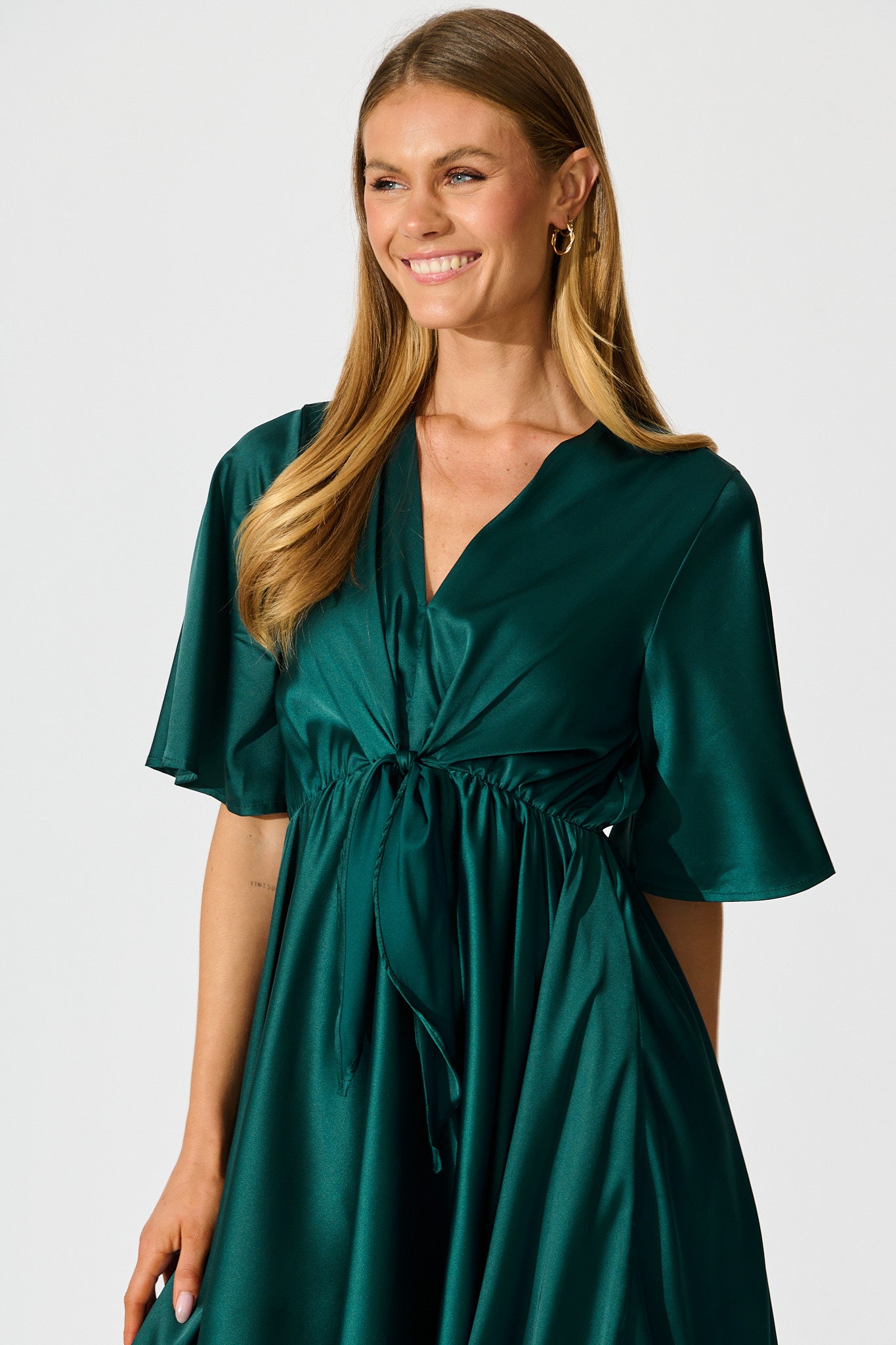 Emerald Green Satin Helsinki Dress
