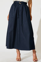 Navy Cotton Tyra Maxi Skirt