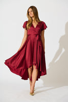 Wine Satin Loulou Maxi Dress