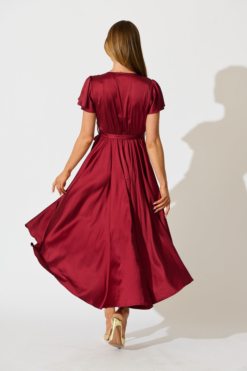 Wine Satin Loulou Maxi Dress