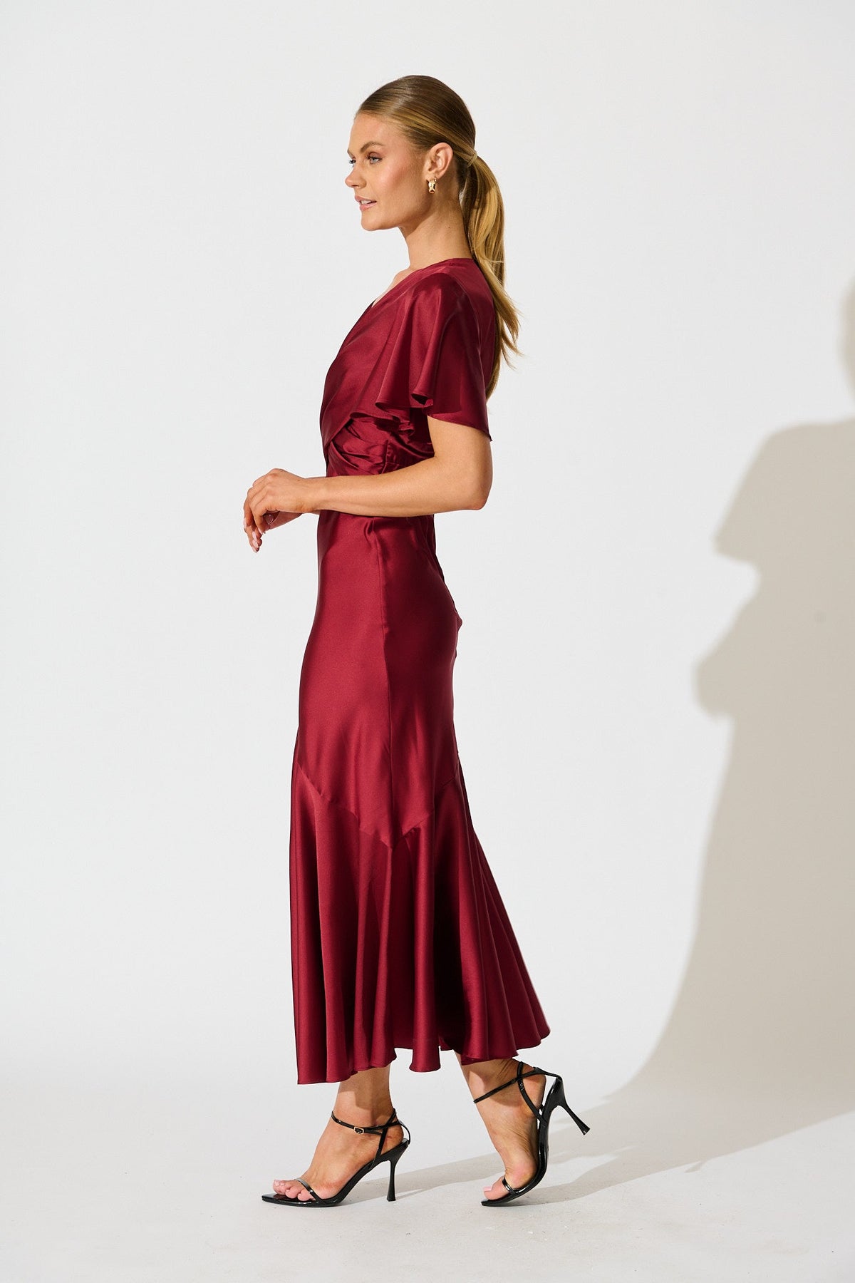Wine Satin Sunset Maxi Dress