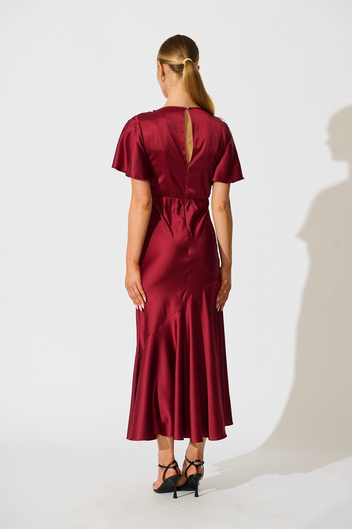 Wine Satin Sunset Maxi Dress