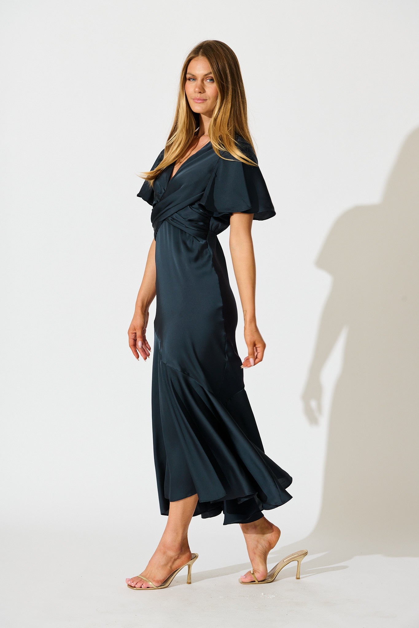 Navy Satin Sunset Serenade Maxi Dress