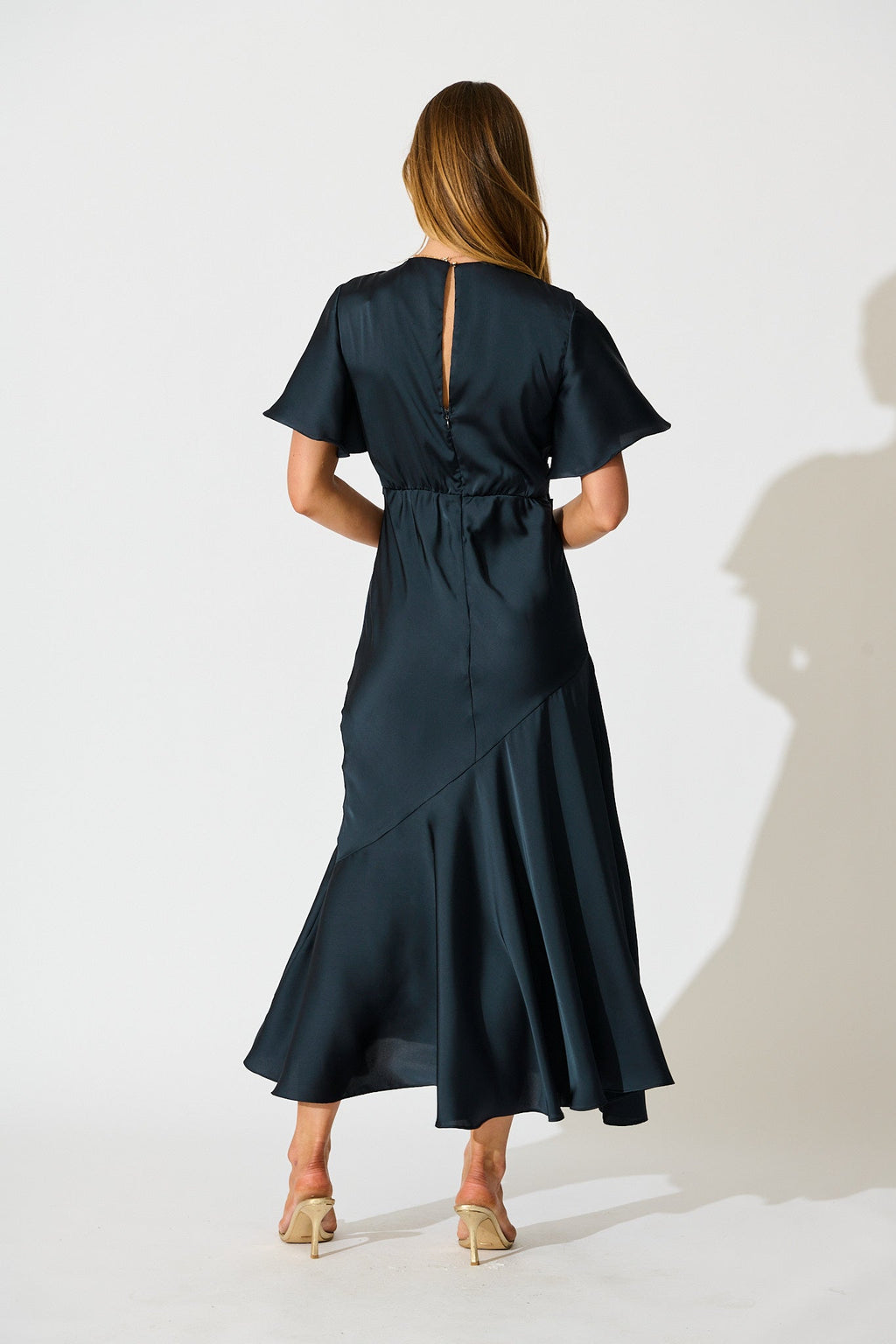 Navy Satin Sunset Serenade Maxi Dress