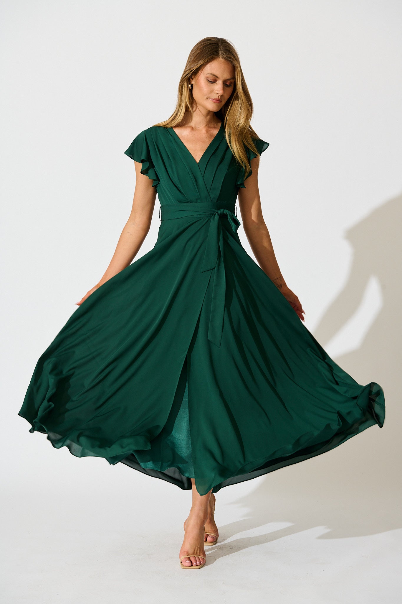 Emerald Chiffon Wynter Maxi Dress