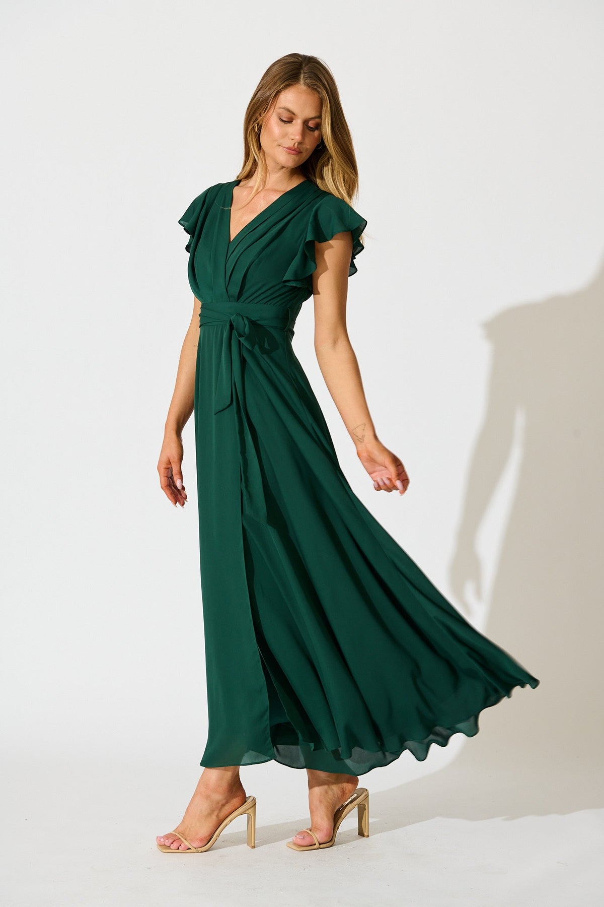 Emerald Chiffon Wynter Maxi Dress