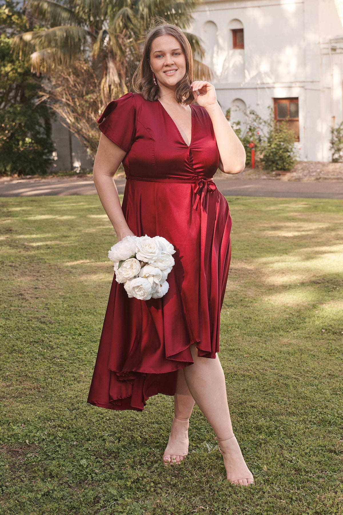 Wine Satin Loulou Maxi Dress