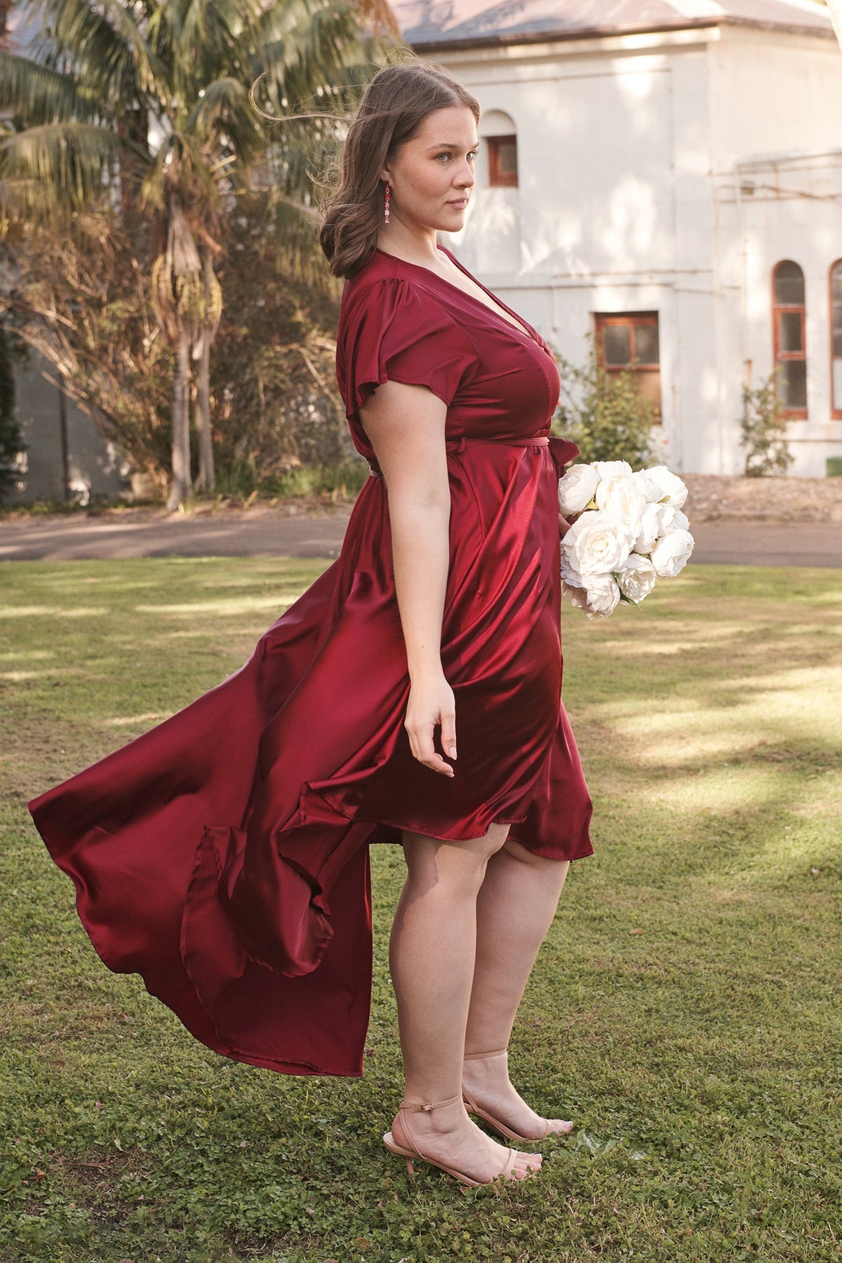Wine Satin Loulou Maxi Dress