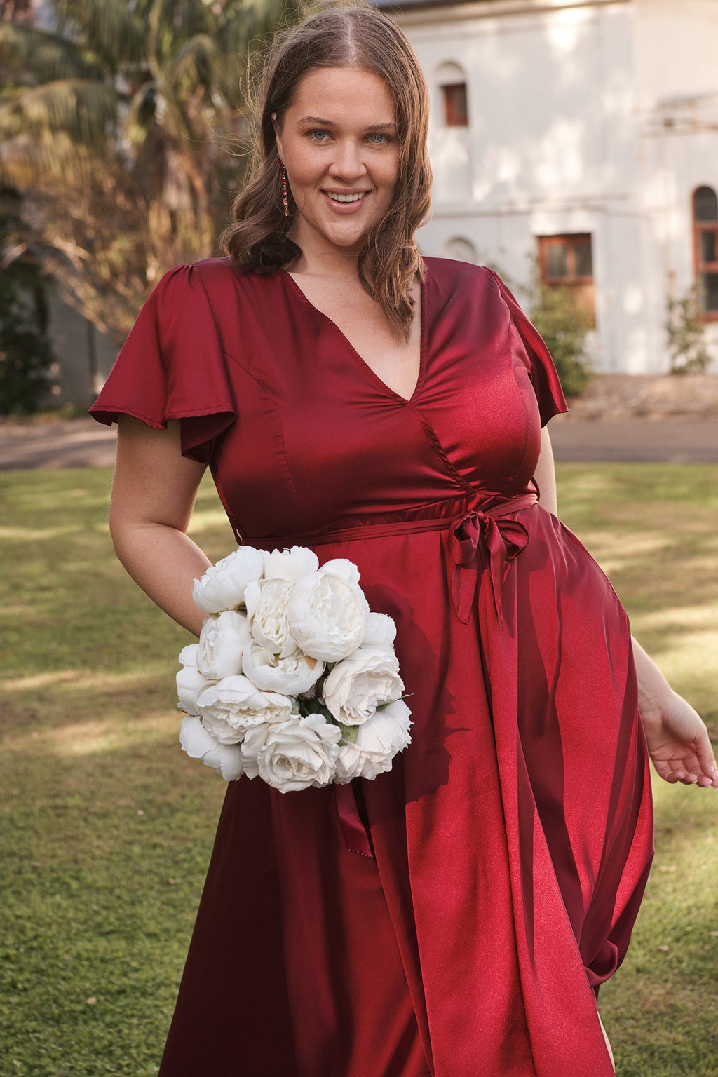 Wine Satin Loulou Maxi Dress