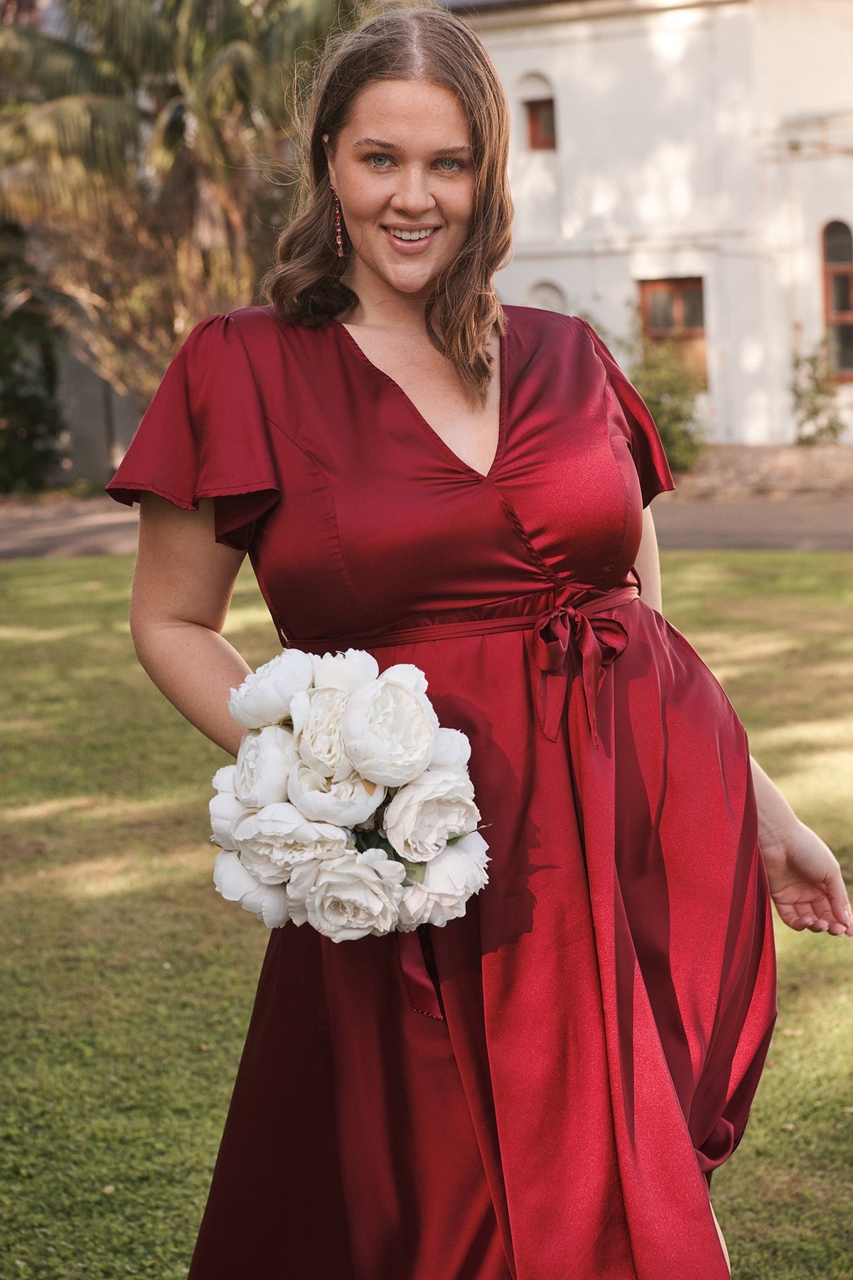 Wine Satin Loulou Maxi Dress