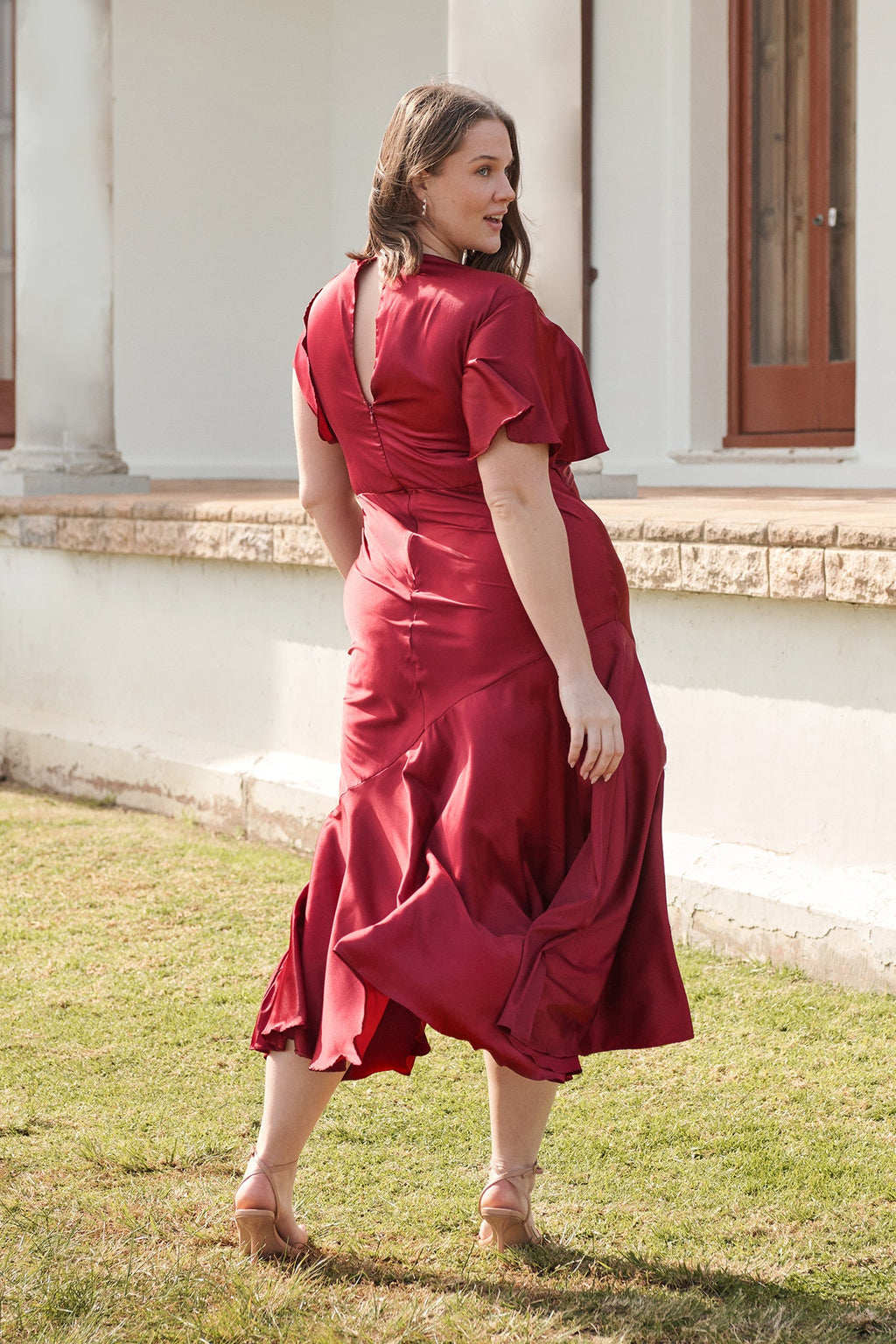 Wine Satin Sunset Maxi Dress