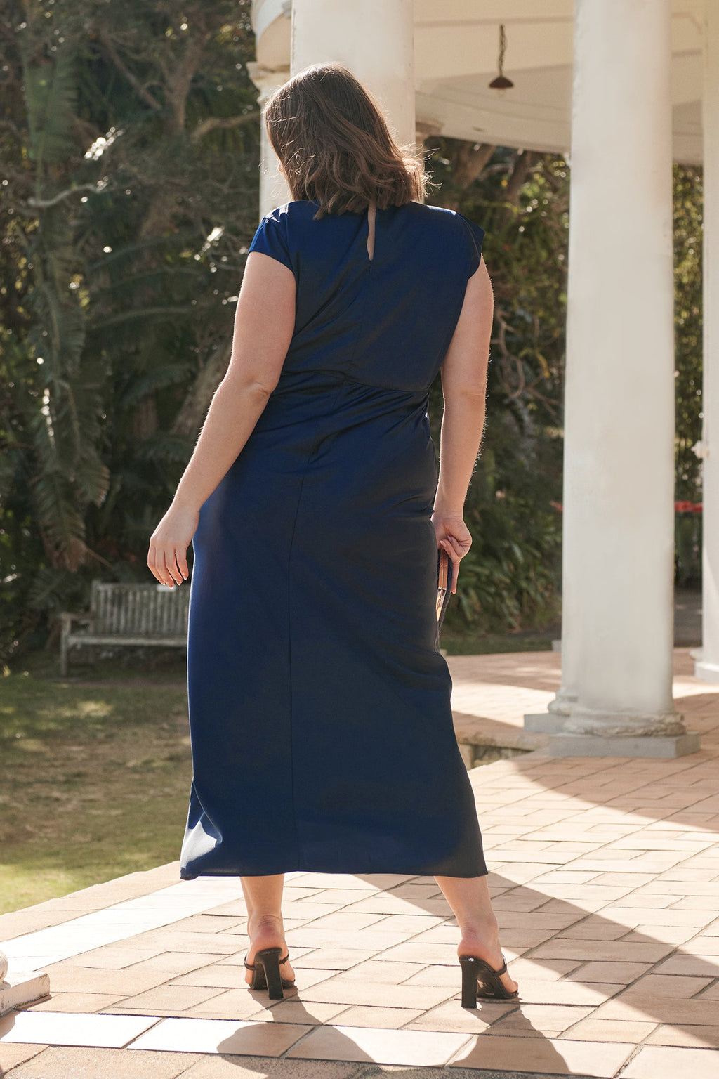 Navy Satin Maxi Dress: Elegant Devotion