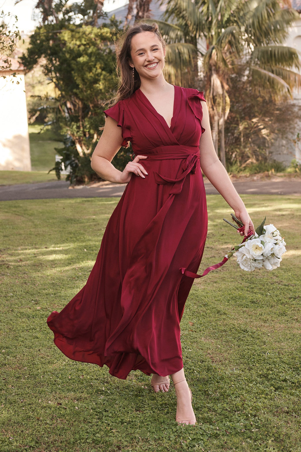 Wine Chiffon Wynter Maxi Dress
