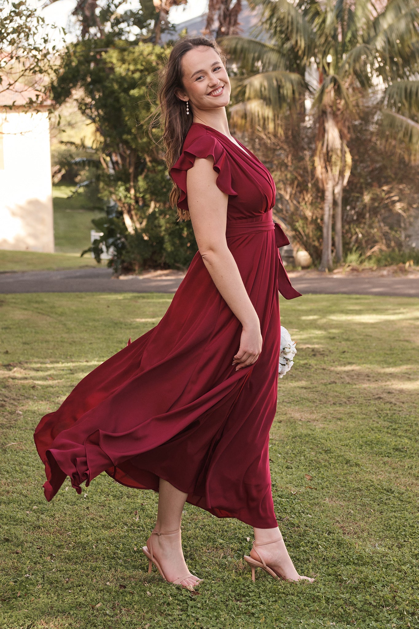 Wine Chiffon Wynter Maxi Dress