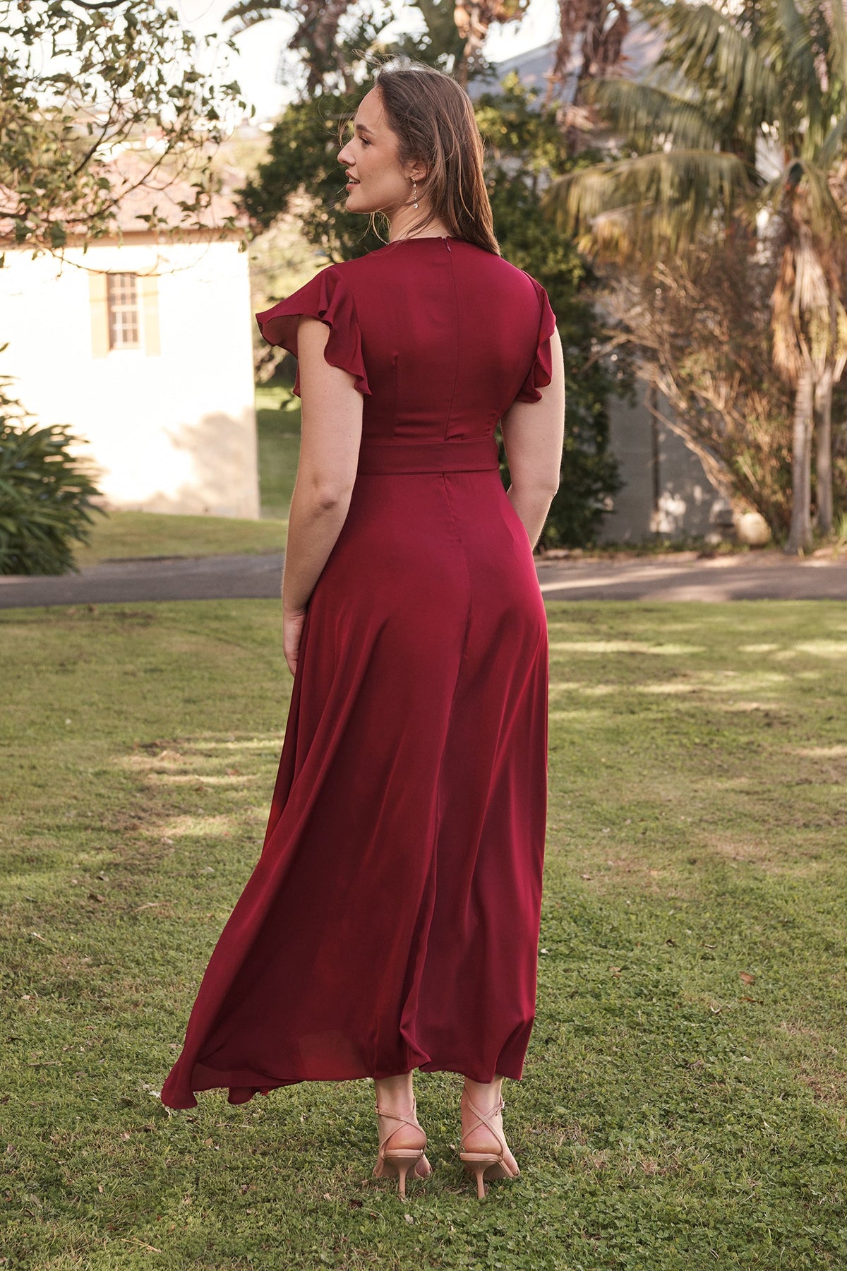 Wine Chiffon Wynter Maxi Dress