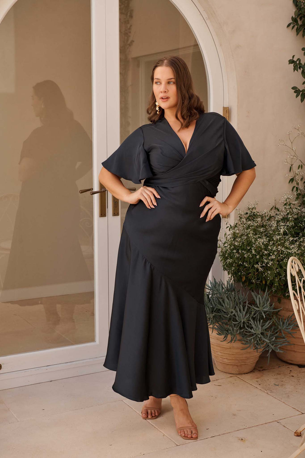 Navy Satin Sunset Serenade Maxi Dress