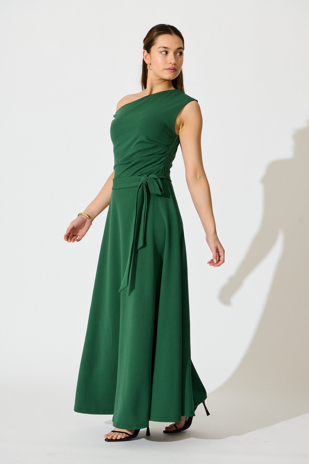 Emerald Off-Shoulder Maxi Dress