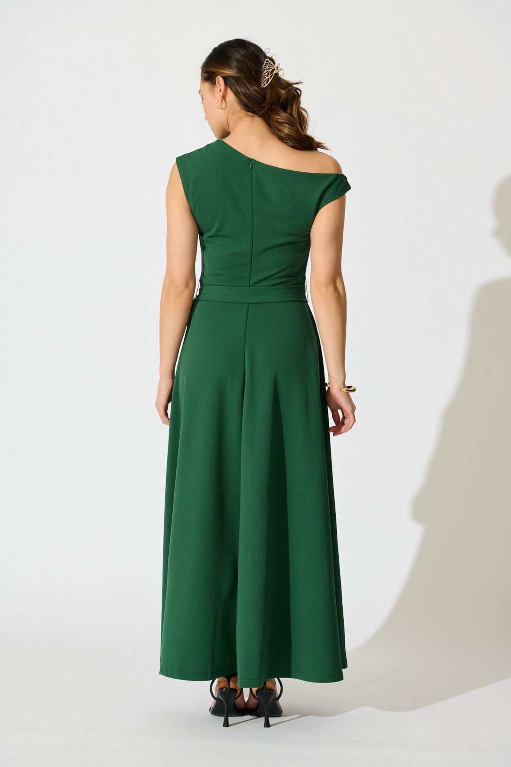 Emerald Off-Shoulder Maxi Dress