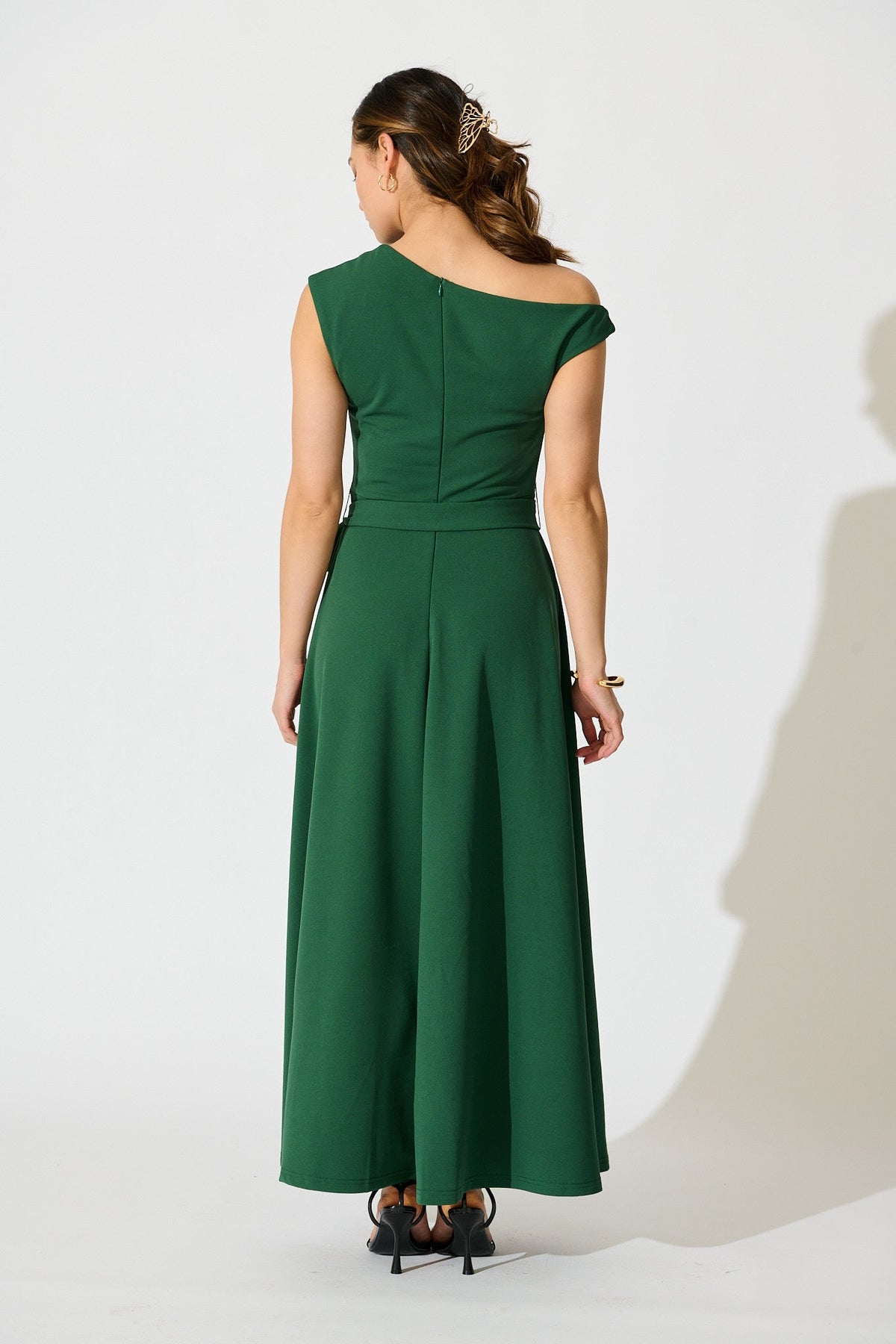 Emerald Off-Shoulder Maxi Dress