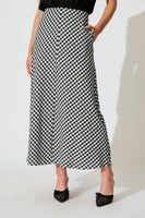 Chic Black & White Gingham Maxi Skirt