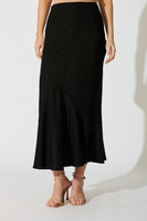 Chic Black Linen Blend Maxi Skirt