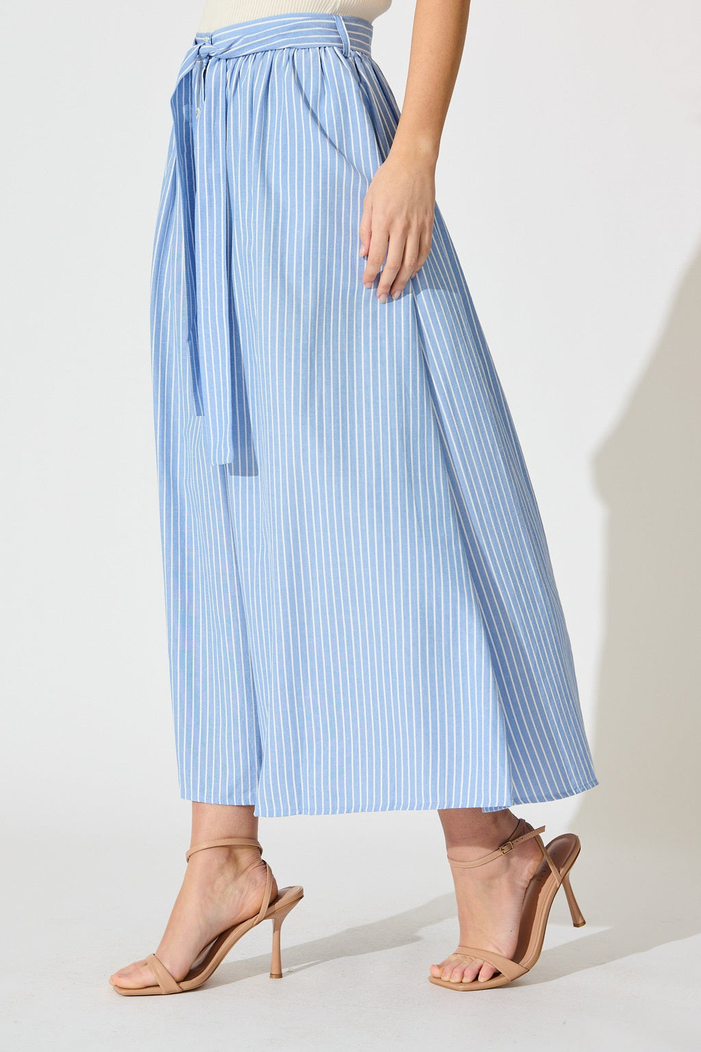 Blue & White Striped Pattie Maxi Skirt