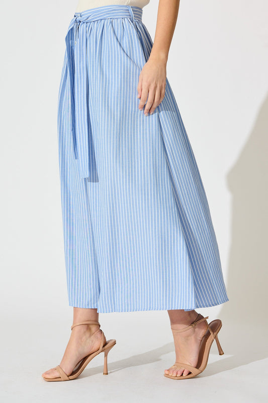 Blue & White Striped Pattie Maxi Skirt