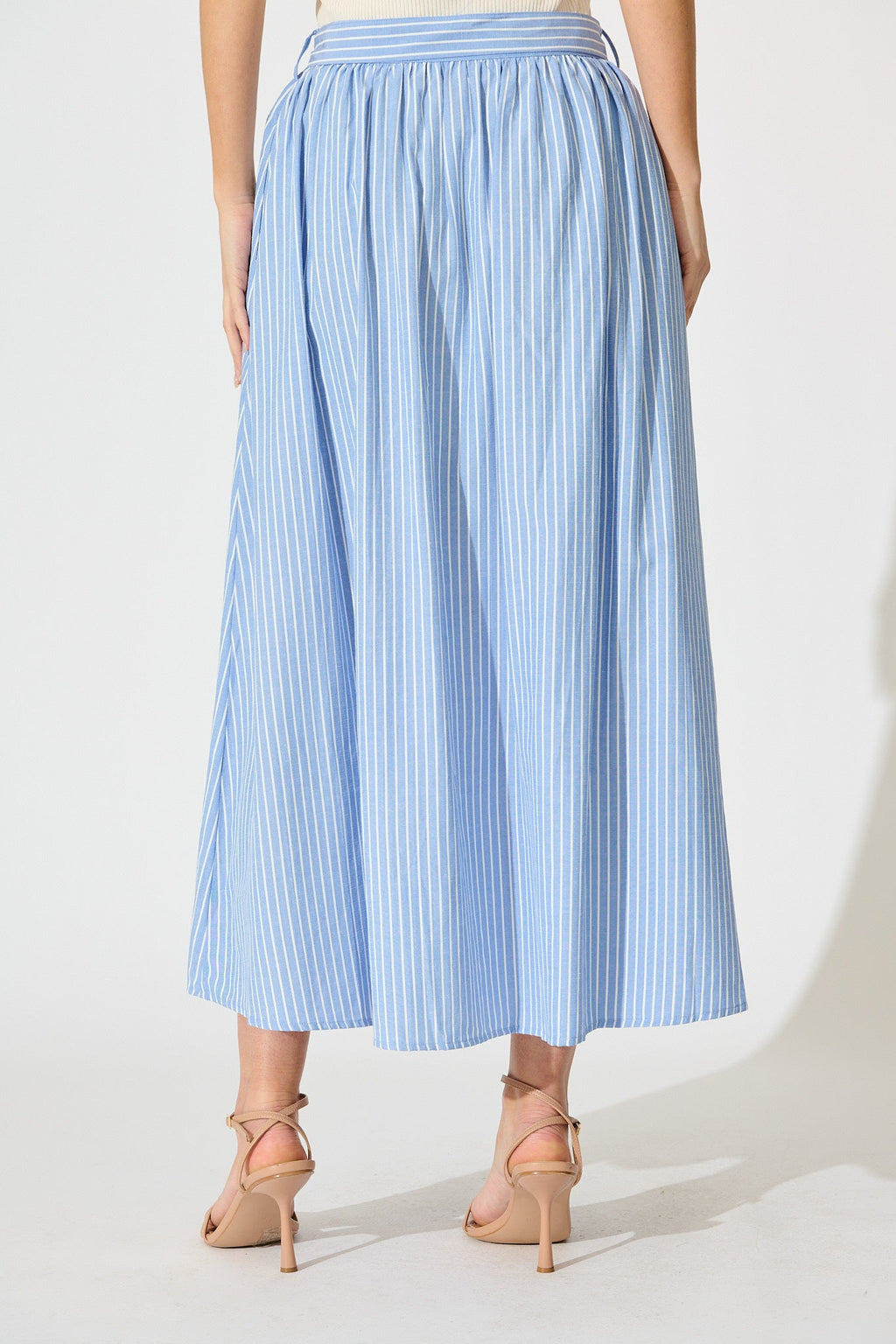 Blue & White Striped Pattie Maxi Skirt