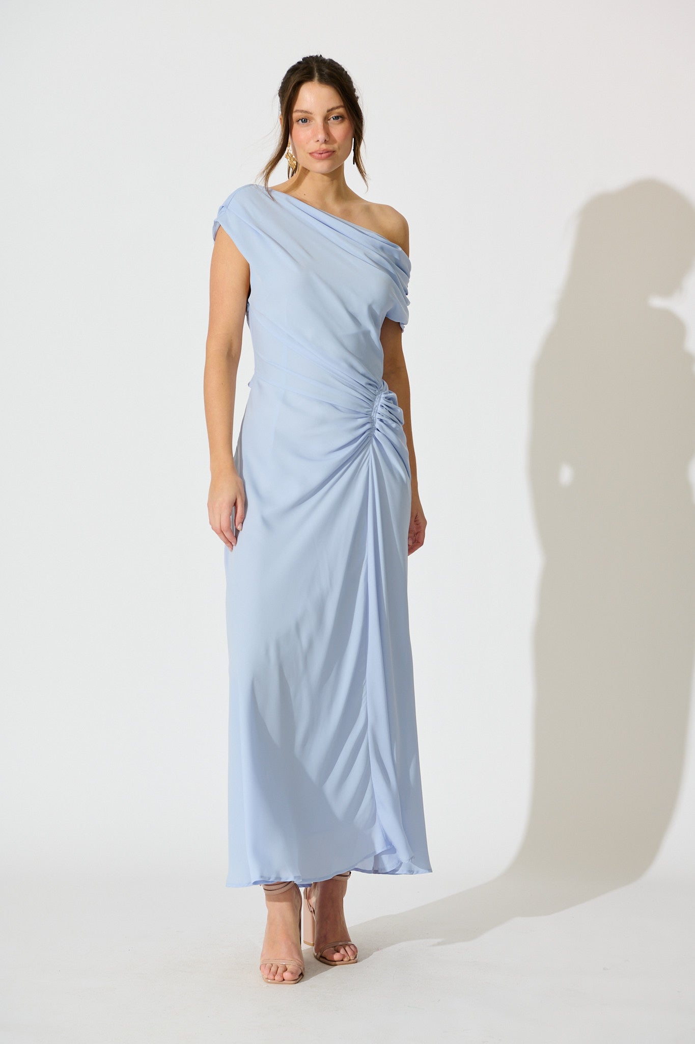 Marielle Dusty Blue Off-Shoulder Maxi Dress