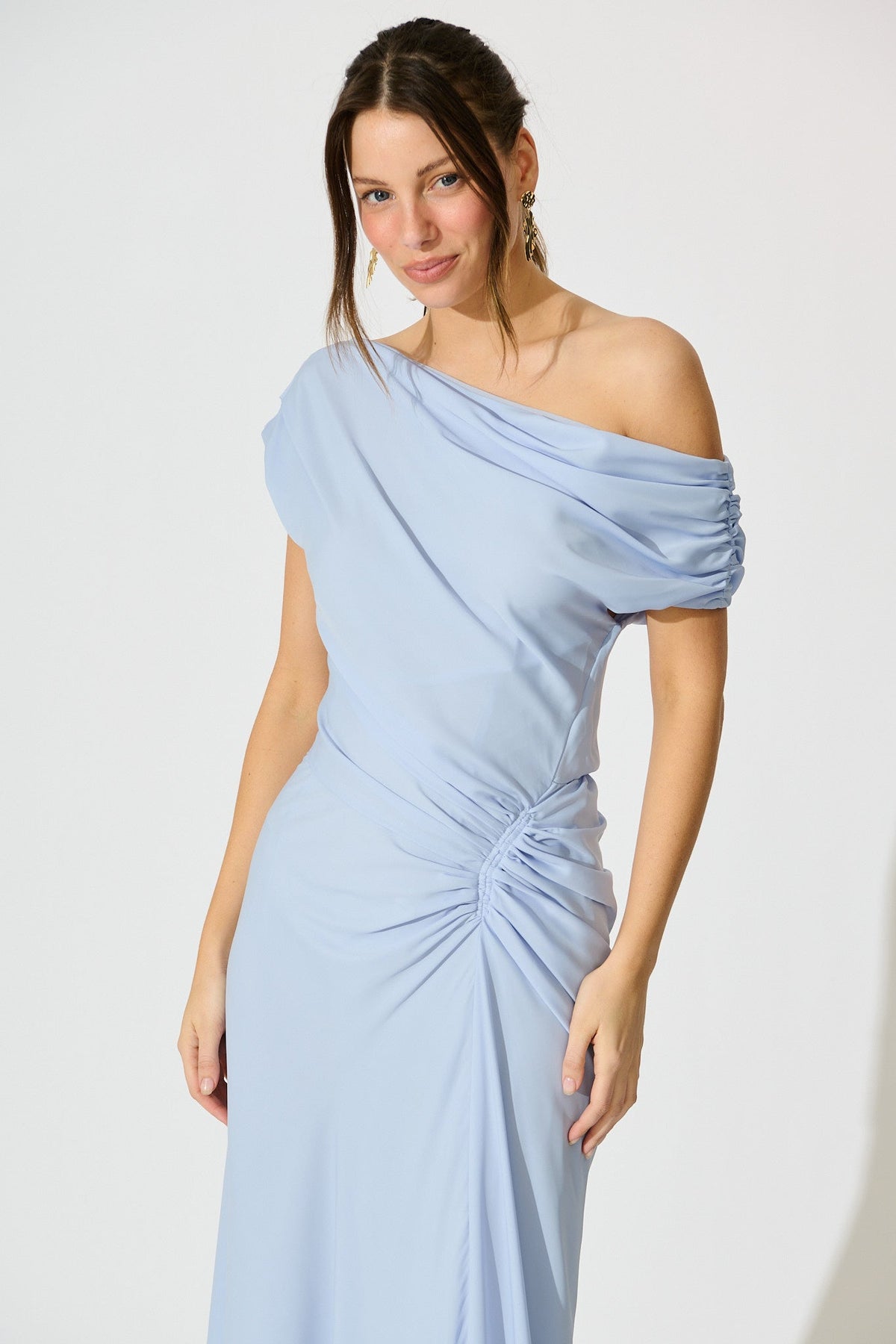Marielle Dusty Blue Off-Shoulder Maxi Dress