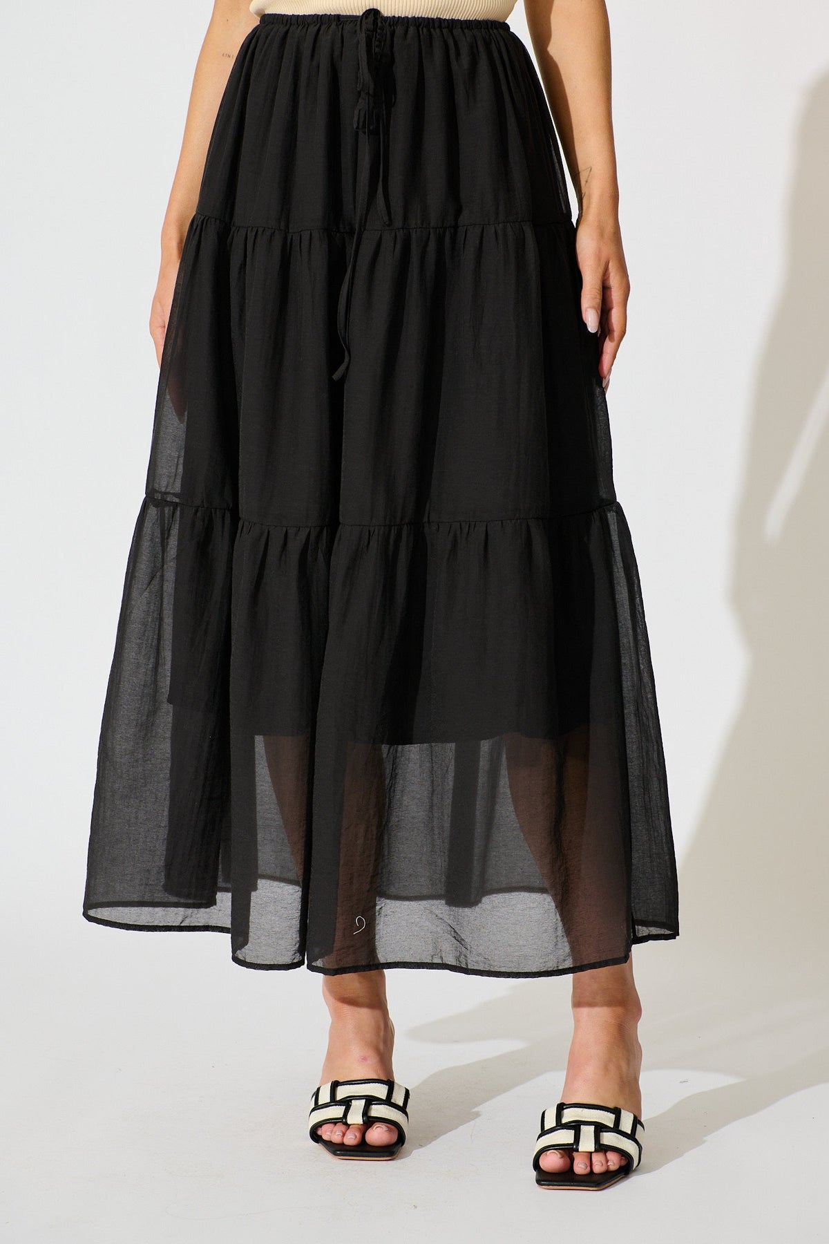 Chic Black Cotton Maxi Skirt by Zoella