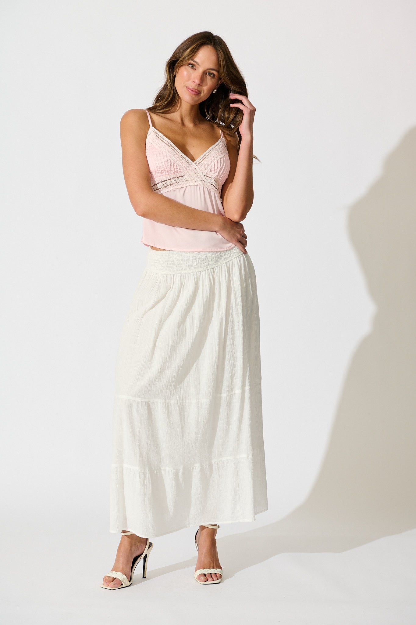 Elegant White Cotton Aina Maxi Skirt