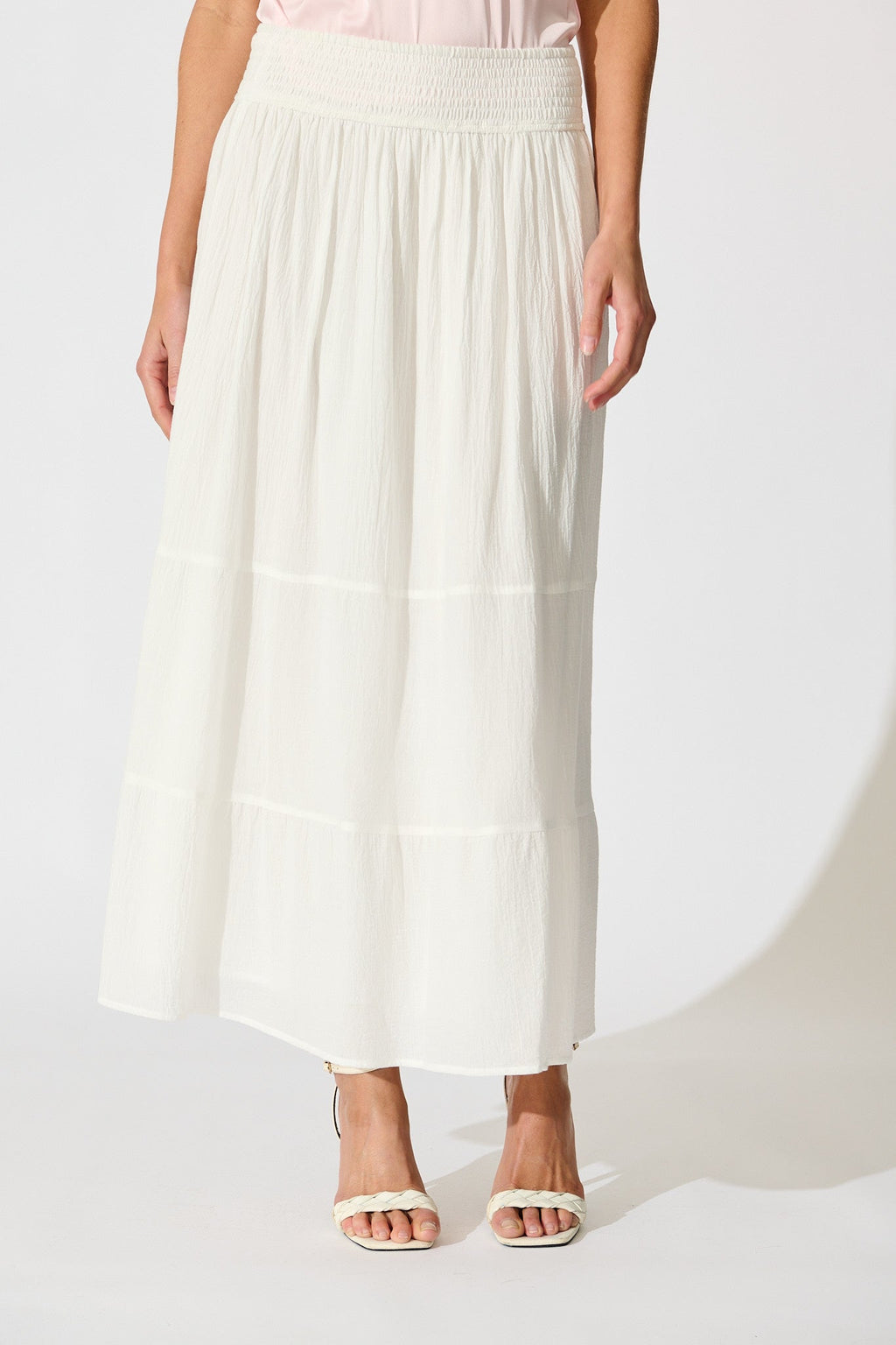 Elegant White Cotton Aina Maxi Skirt