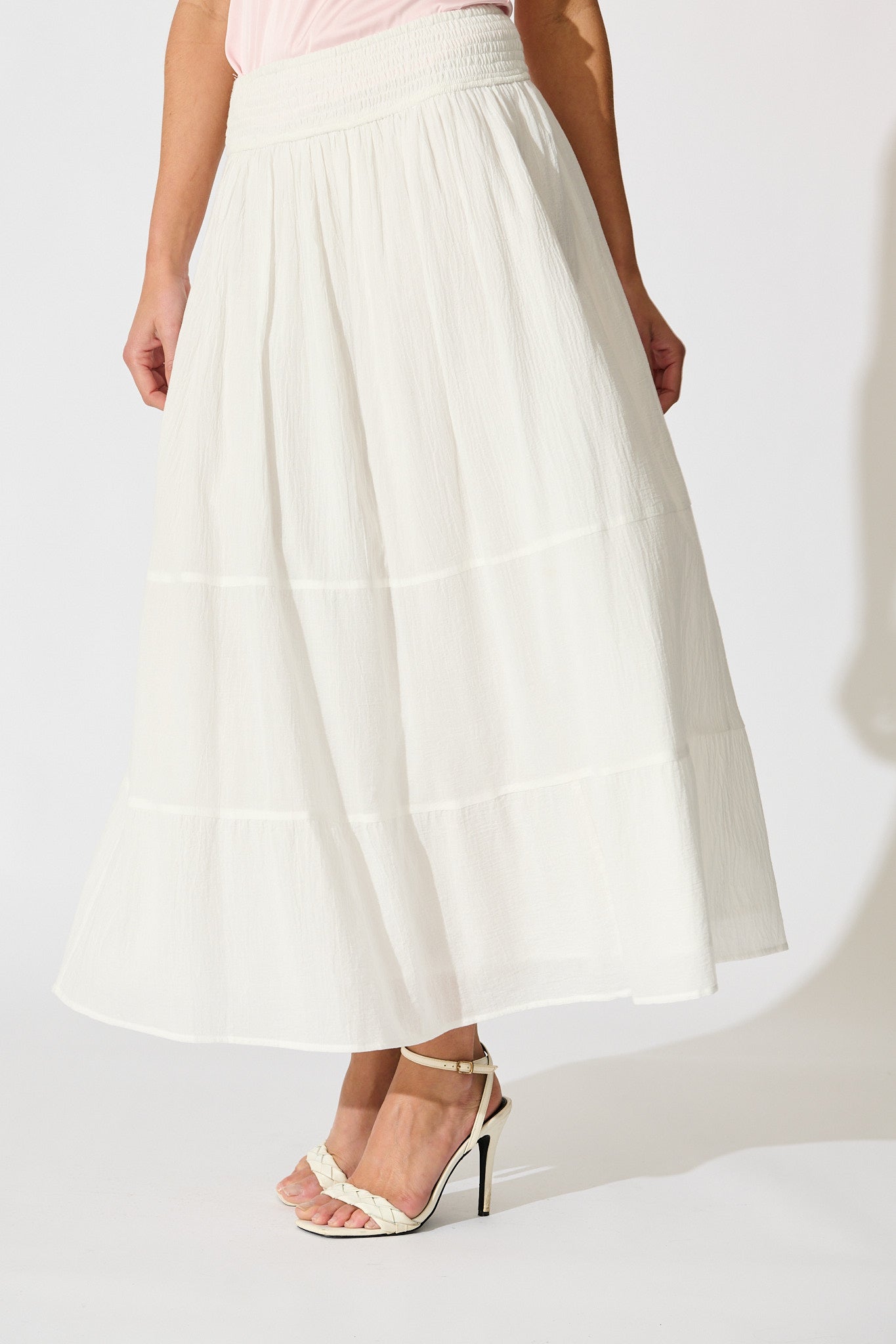 Elegant White Cotton Aina Maxi Skirt