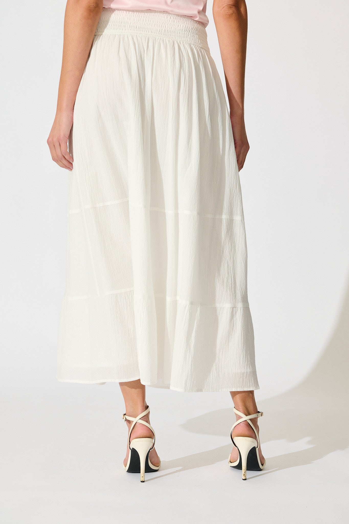 Elegant White Cotton Aina Maxi Skirt