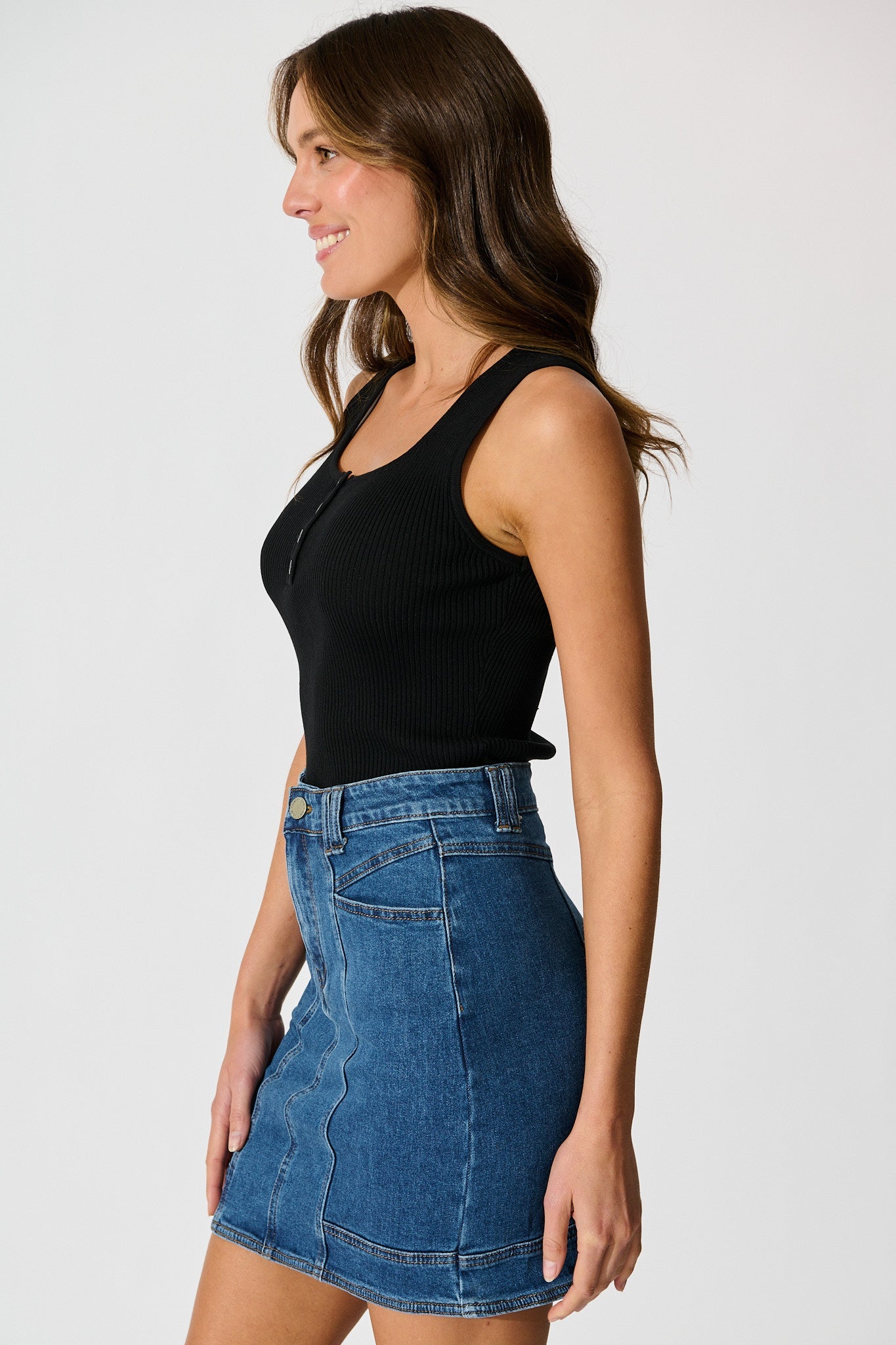 Dark Blue Wash Sundae Denim Skirt